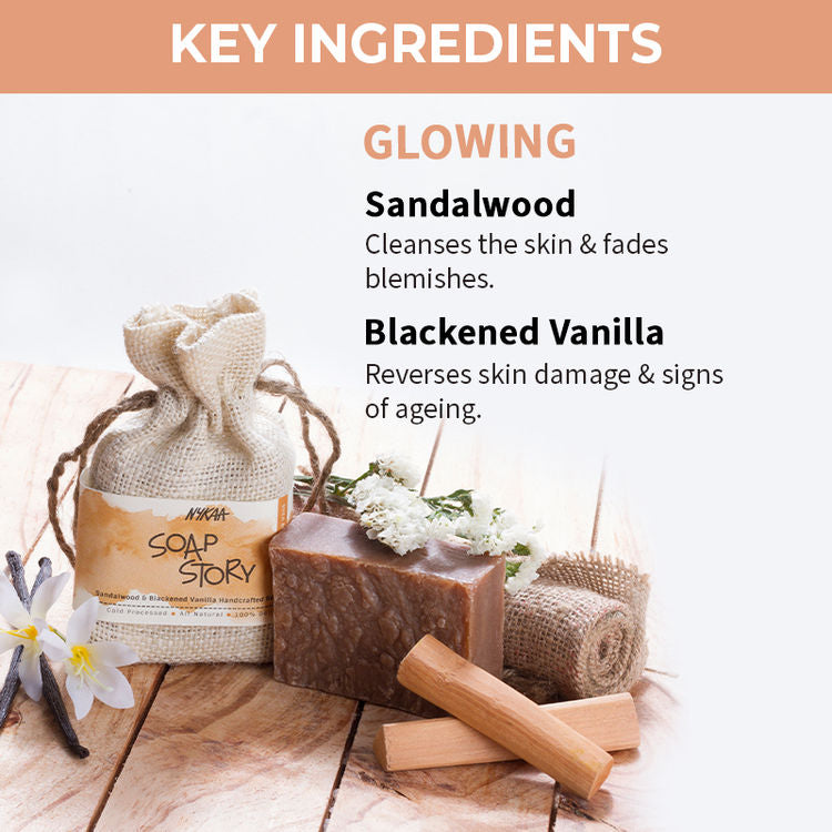 Nykaa Soap Story Sandalwood & Blackened Vanilla Handcrafted Soap
(125gm)