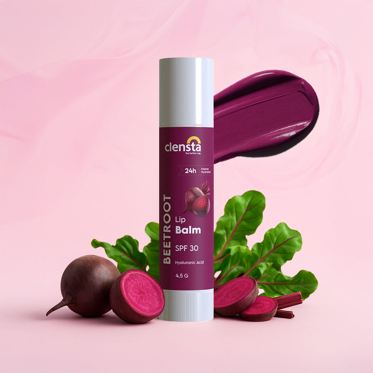 Clensta beetroot lipbalm spf30