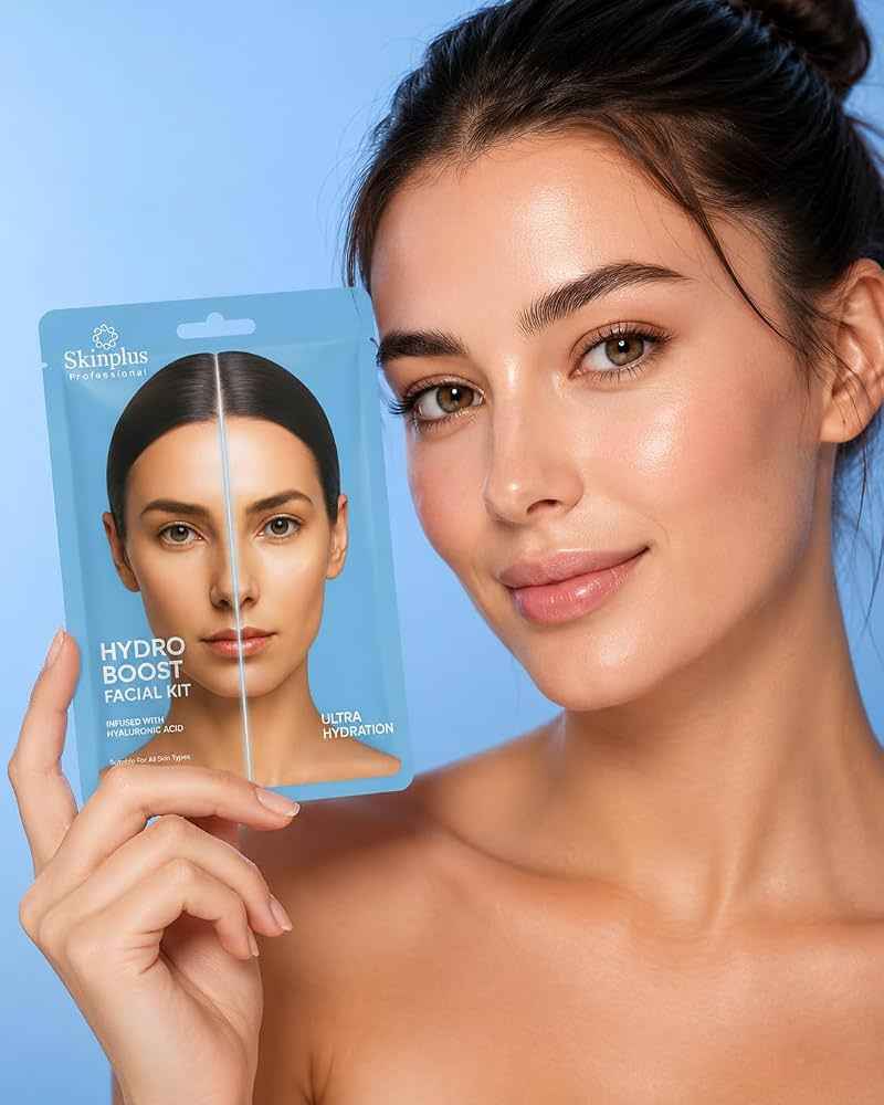 SKINPLUS Professional 6-Step Facial Kit| Infused Actives for Hydration, Brightening & Skin Elasticity | Suitable for All Skin Types (Hydro Boost,45 GRAM)
