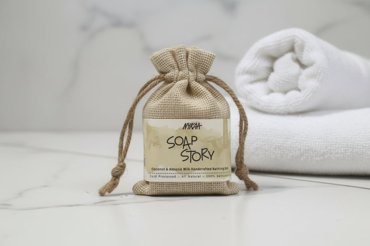 NYKAA soap story coconut & almond milk handcrafted bathing bar 125g