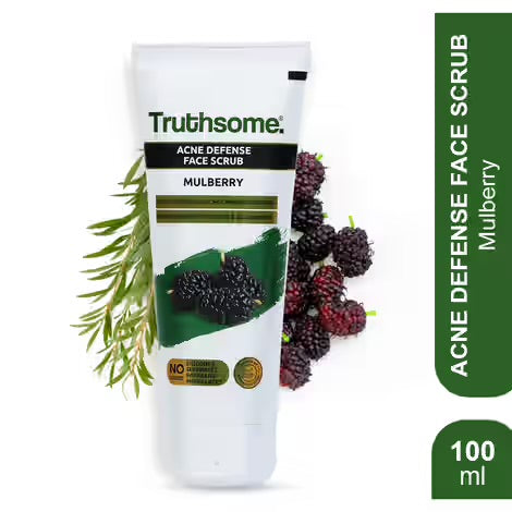 Truthsome
Acne Defense Face Scrub with Mulberry & Tea Tree Oil - For Acne Prone Skin, No Silicones, Sulphates, Parabens, Phthalates - for Men/Women, Moisturizing Scrub (100 ml)