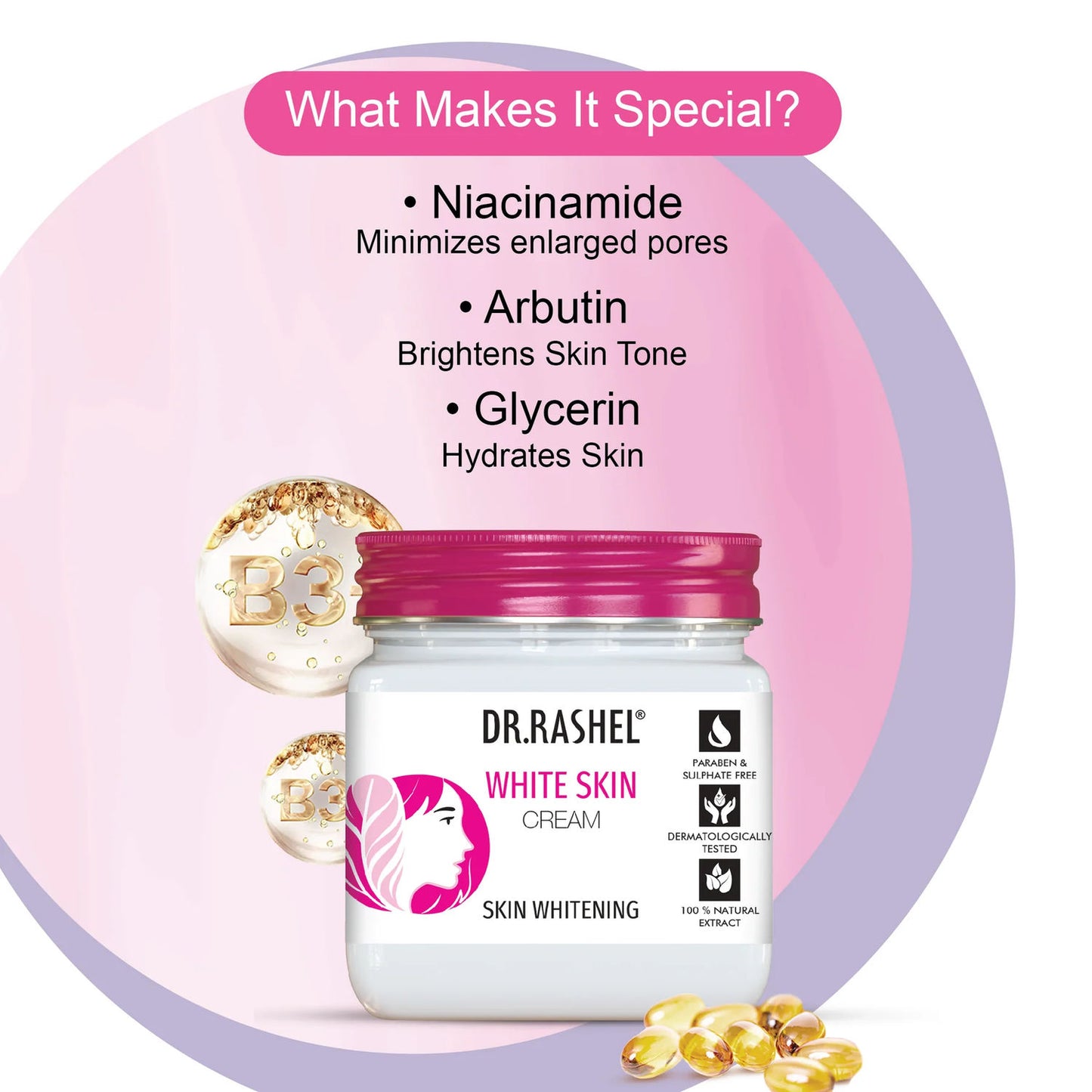 DR.RASHEL
Skin Whitening Face and Body Cream For All Skin Types (380 ml)