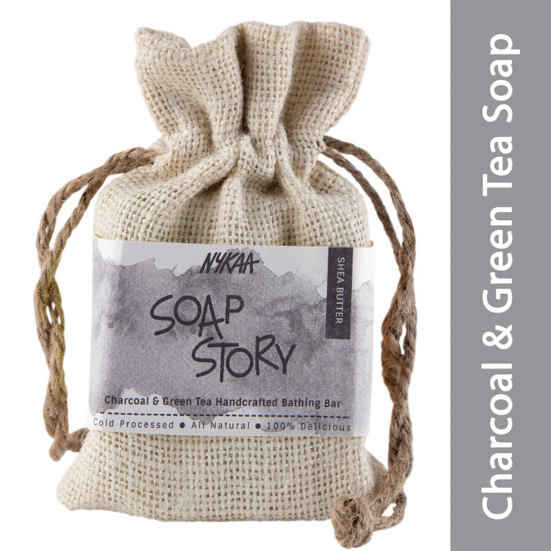 Nykaa Soap Story Activated Charcoal & Green Tea Handcrafted Soap 125gm