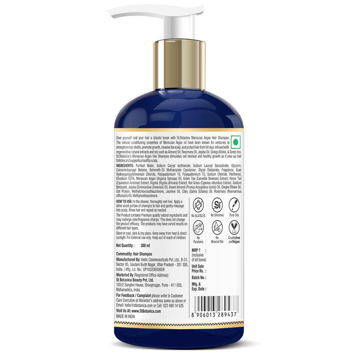 StBotanica Moroccan Argan Hair Shampoo With Organic Argan Oil (No Sulphate & Paraben), 300ml