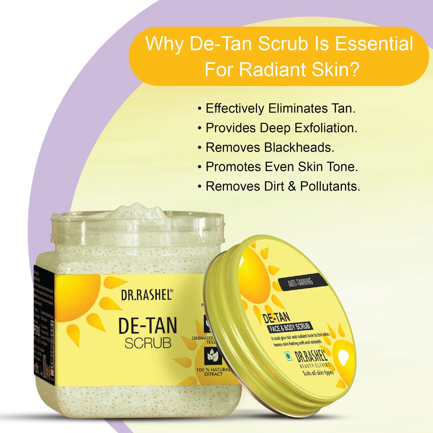 DR.RASHEL
Anti-Tanning De-Tan Face and Body Scrub For All Skin Types (380 ml)
