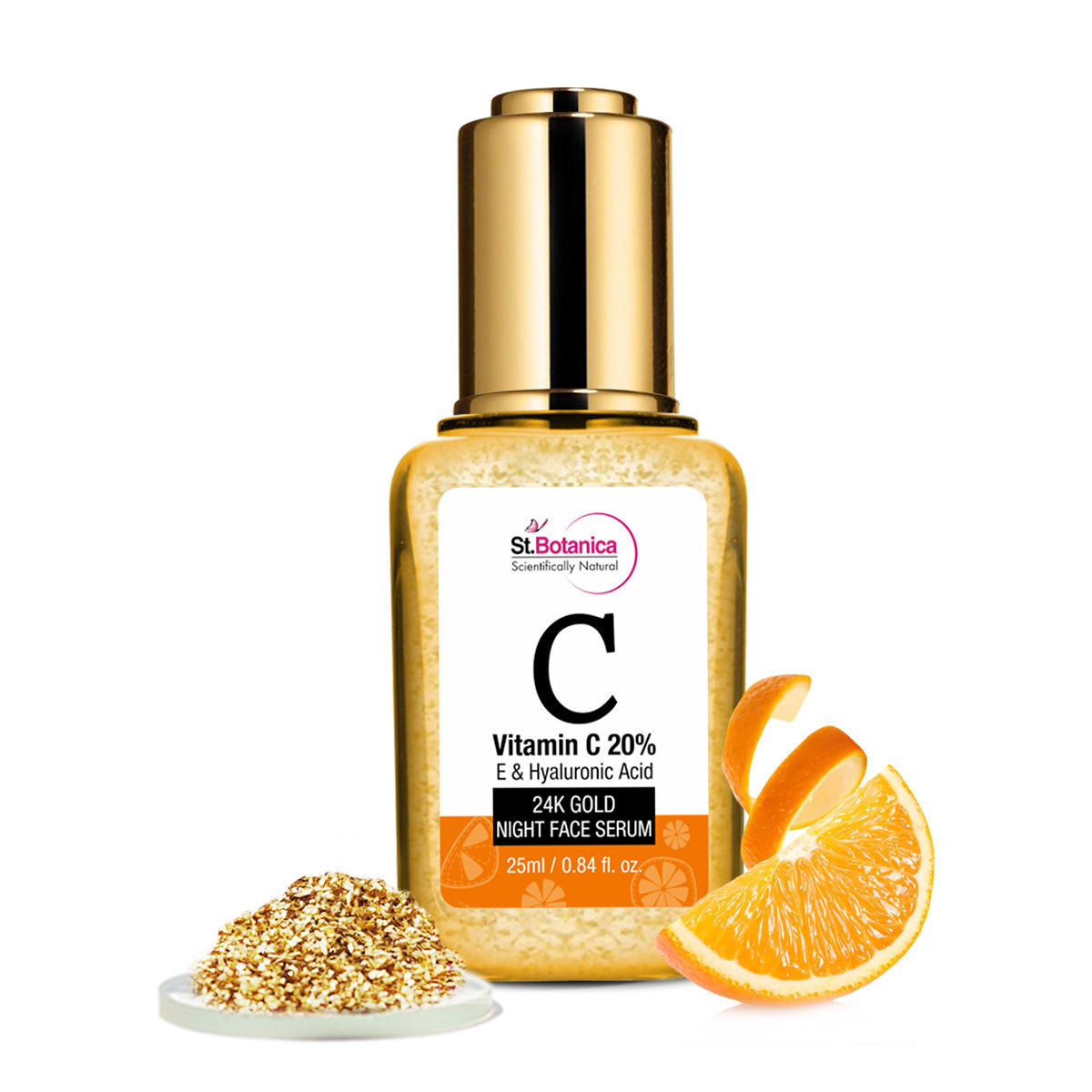 St.Botanica
Vitamin C 20% + E & Hyaluronic Acid 24k Gold Night Face Serum (25 ml)