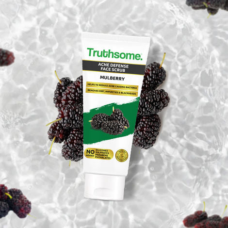 Truthsome
Acne Defense Face Scrub with Mulberry & Tea Tree Oil - For Acne Prone Skin, No Silicones, Sulphates, Parabens, Phthalates - for Men/Women, Moisturizing Scrub (100 ml)