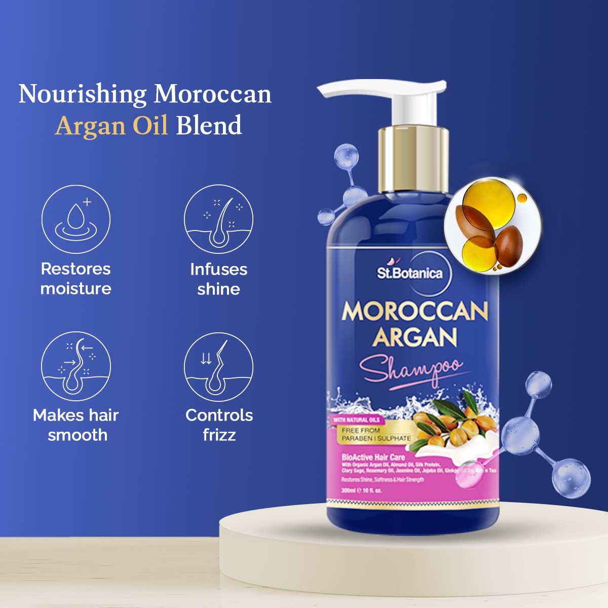 StBotanica Moroccan Argan Hair Shampoo With Organic Argan Oil (No Sulphate & Paraben), 300ml