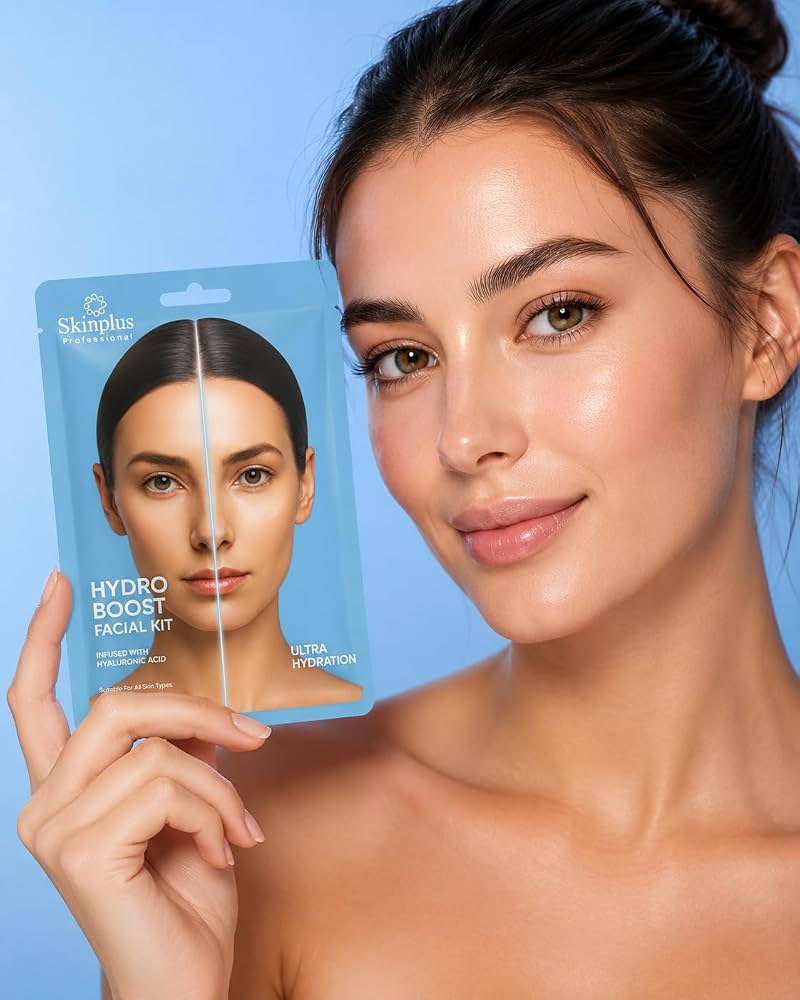 SKINPLUS Professional 6-Step Facial Kit| Infused Actives for Hydration, Brightening & Skin Elasticity | Suitable for All Skin Types (Hydro Boost,45 GRAM)