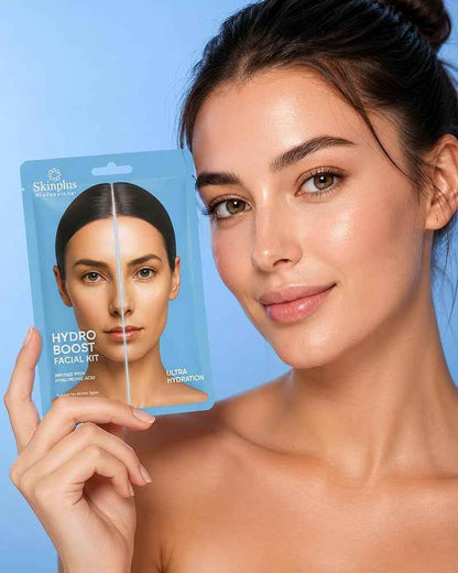 SKINPLUS Professional 6-Step Facial Kit| Infused Actives for Hydration, Brightening & Skin Elasticity | Suitable for All Skin Types (Hydro Boost,45 GRAM)
