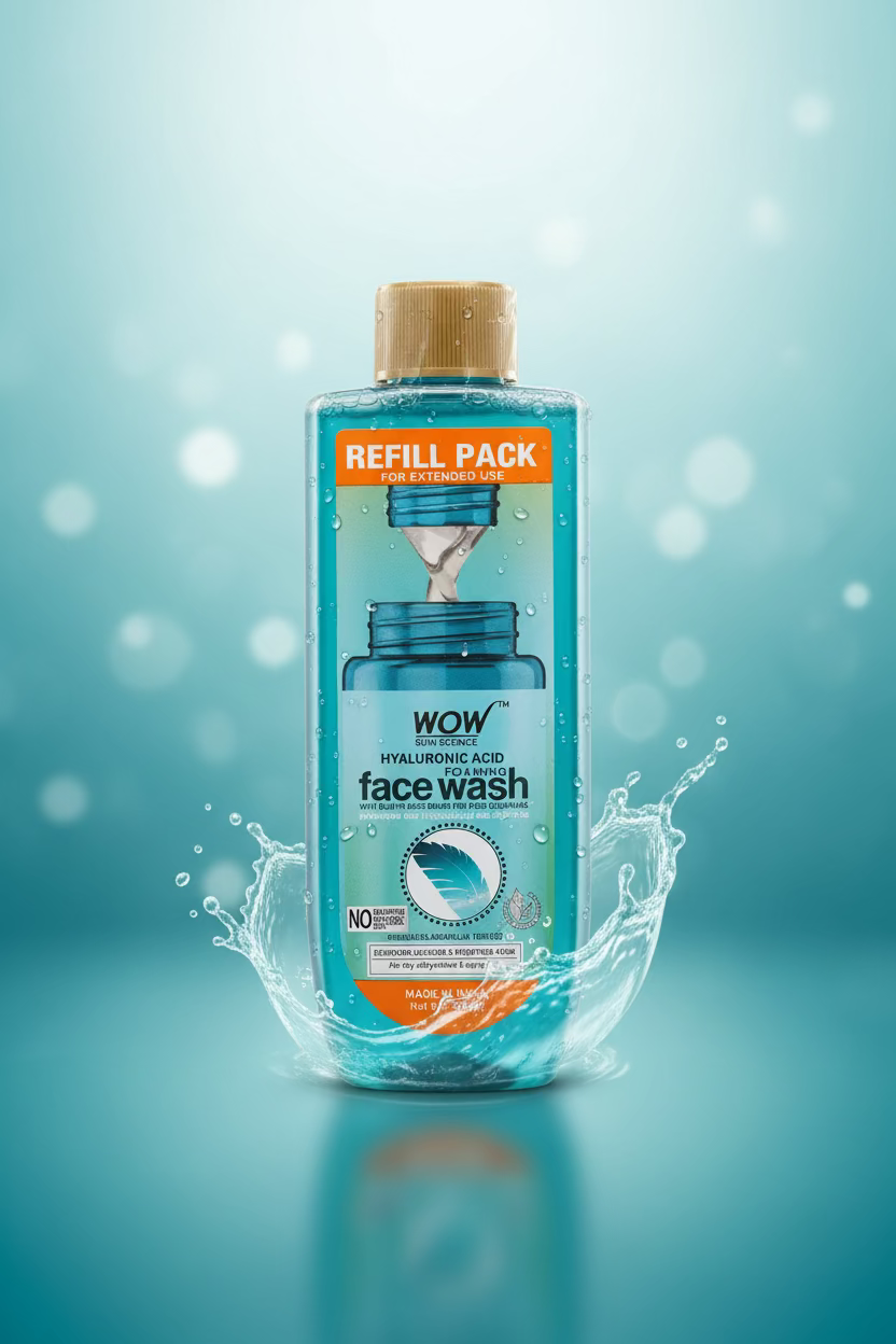 Wow hyaluronic acid foaming facewash refill pack 200ml
