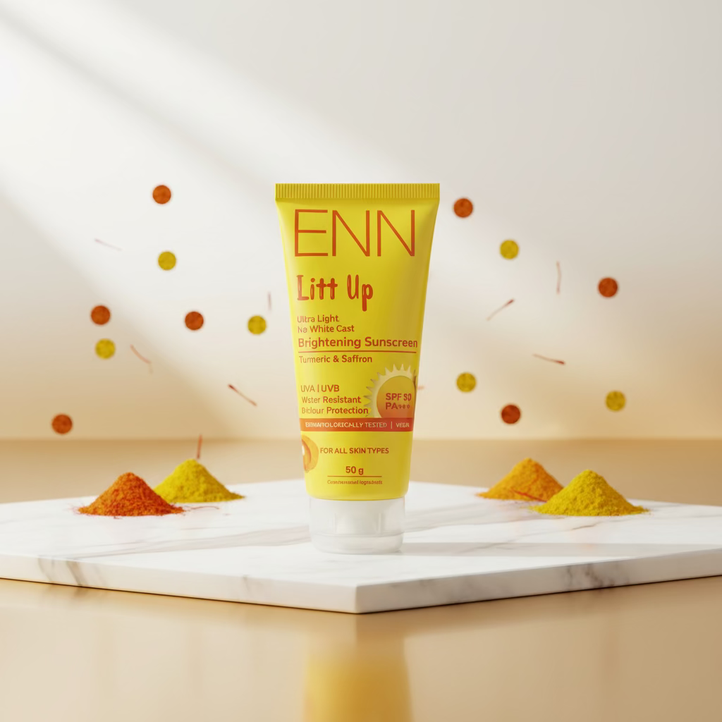 ENN litt up turmeric and saffron sunscreen SPF 50