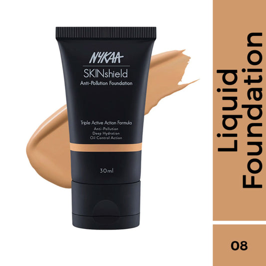 Nykaa SkinShield Anti-Pollution Matte Foundation for Oily Skin - Pure Olive-08
(30ml)
